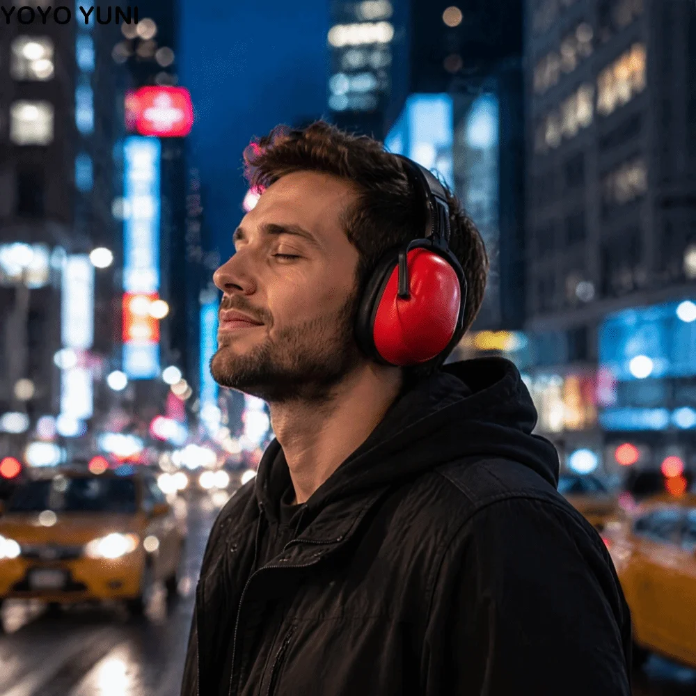 Foldable Adjustable Head Earmuffs Hearing Protection Noise Reduction Anti-Noise Earmuffs Safety Soundproof Ear Defenders