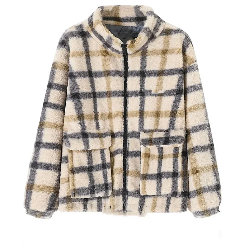 Small Fragrance Jacket Women New Autumn and Winter Cotton Clothes Korean Style Fashion Thick Loose Retro Plaid Cotton Coat New