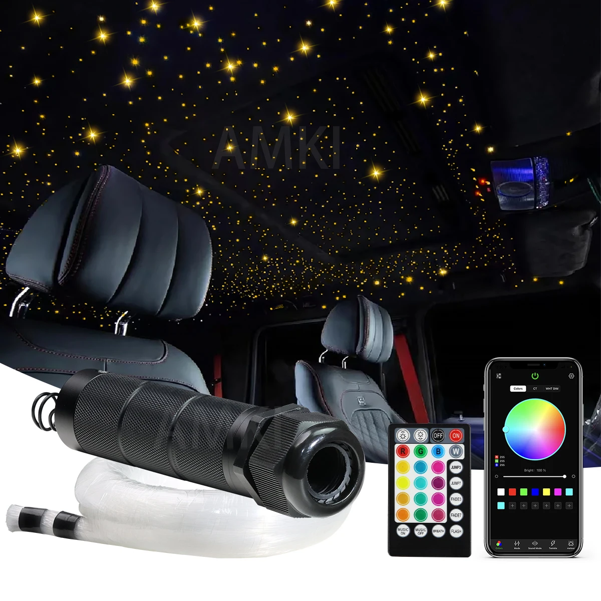 6W RGBW Starry Sky Car Star Ceiling Fiber Optic Light  Auto Accessories Decoration Car Interior Starry Sky Ceiling Ambient Light