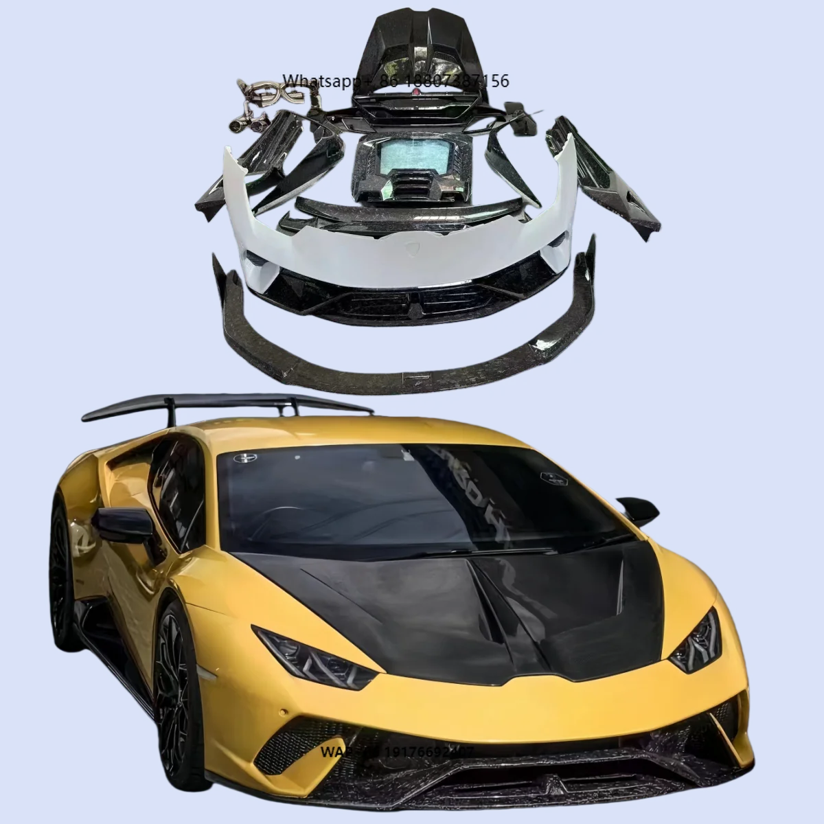 Evo Track Style Body Kit With Exhautst forLamborghini Huracan LP610 LP580 Half Carbon Fiber Bumper