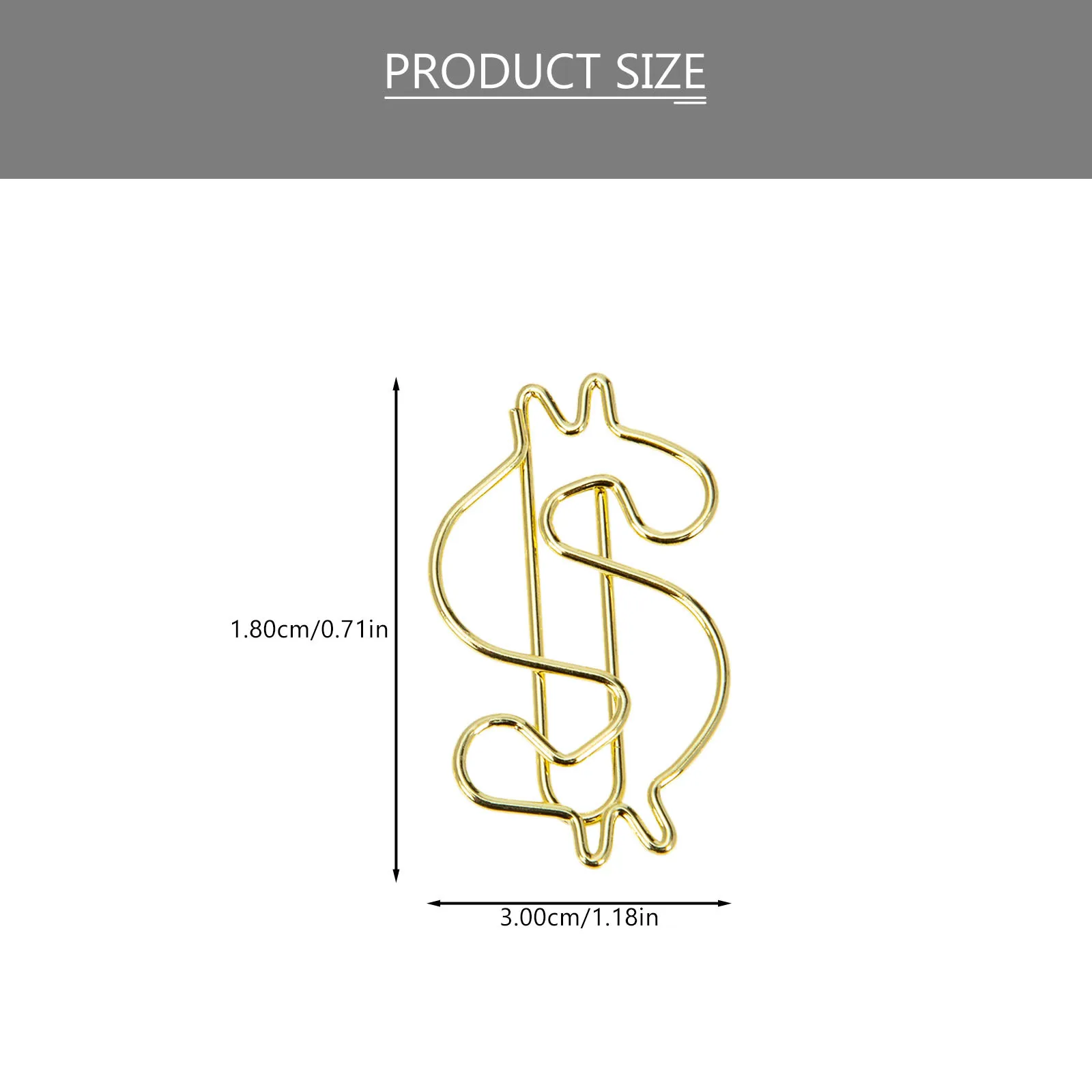 50개 달러 모양 합금 종이 클립 금 도금 책 페이지 마커 스타일리시 스크랩북 장식용 사무실 학교 용품