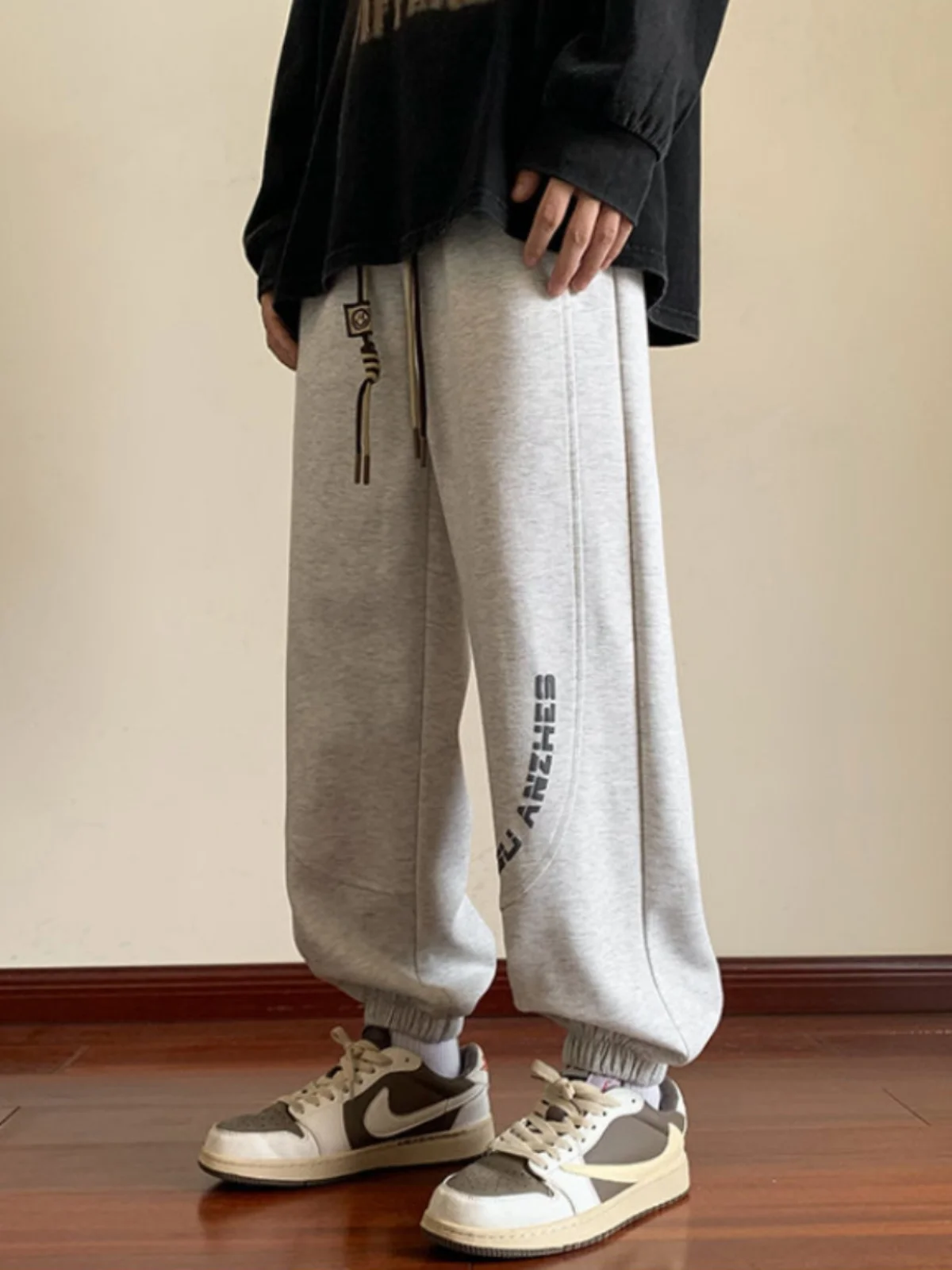 

Мужские спортивные брюки с манжетами, весенне-осенние, модные, американского стиля, свободные, прямые, для подростков, повседневные штаны