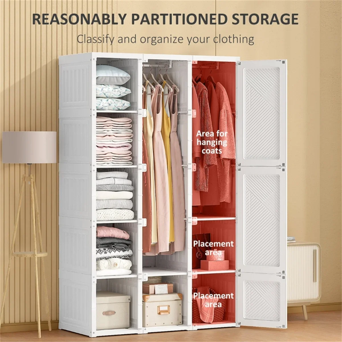 

Integrated structure Clothes Storage, Scalable and foldable design, Large-capacity storage, Storage cabinet, Back anti-slip