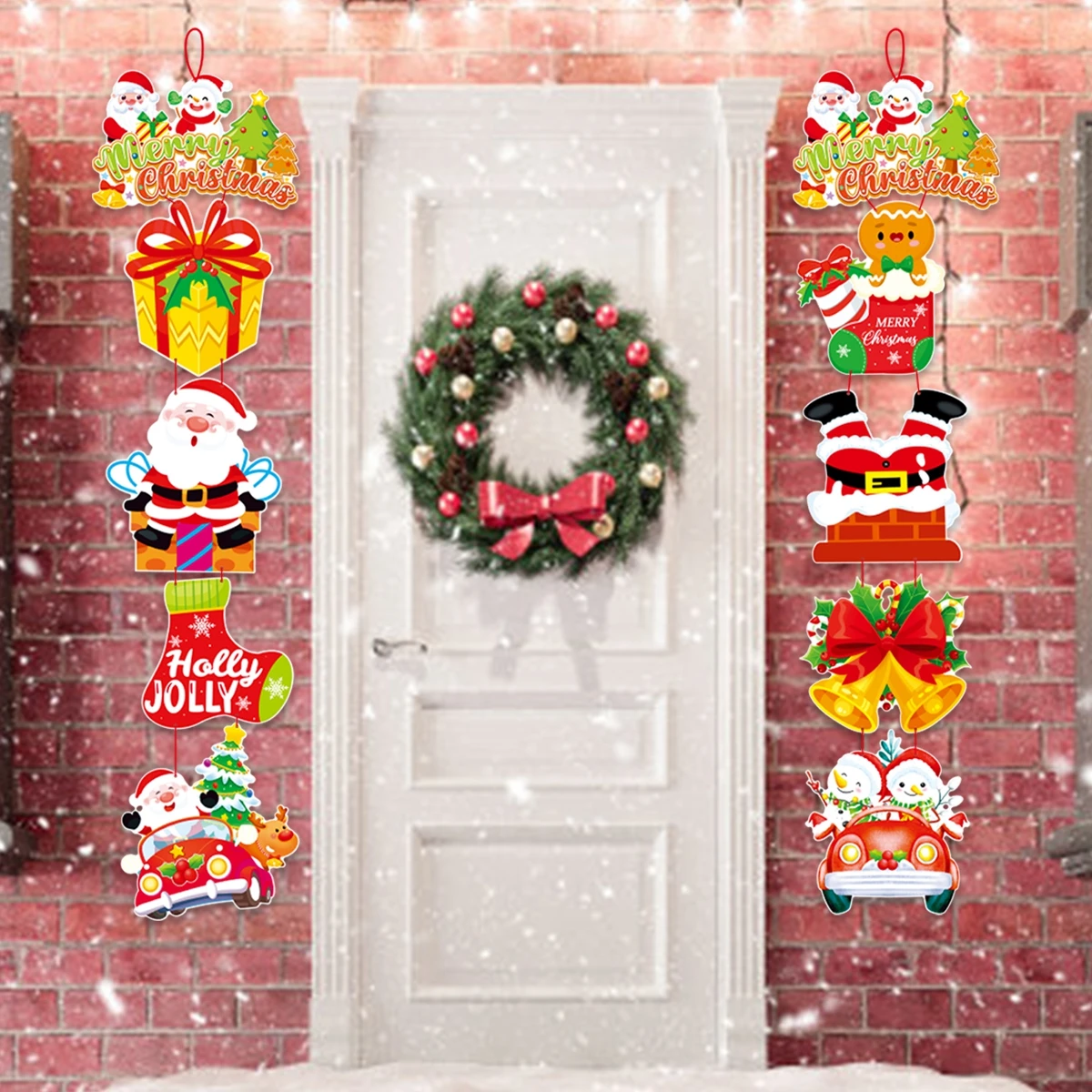 

Christmas Hanging Door Banner Merry Christmas Party Decor Santa Claus Snowmen Patern Door Pendant Xmas Gifts Xmas Party Decor