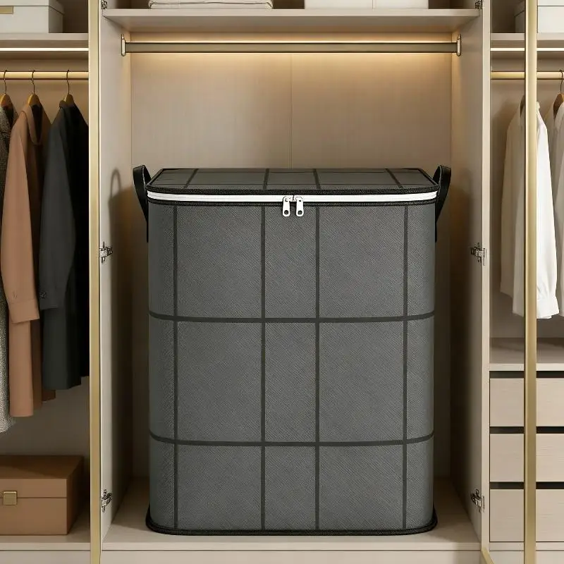 Foldable Clothes Storage Bag Large Capacity Organizer With Handle And Double Zipper For Bedding Moving Travel Under Bed Storage