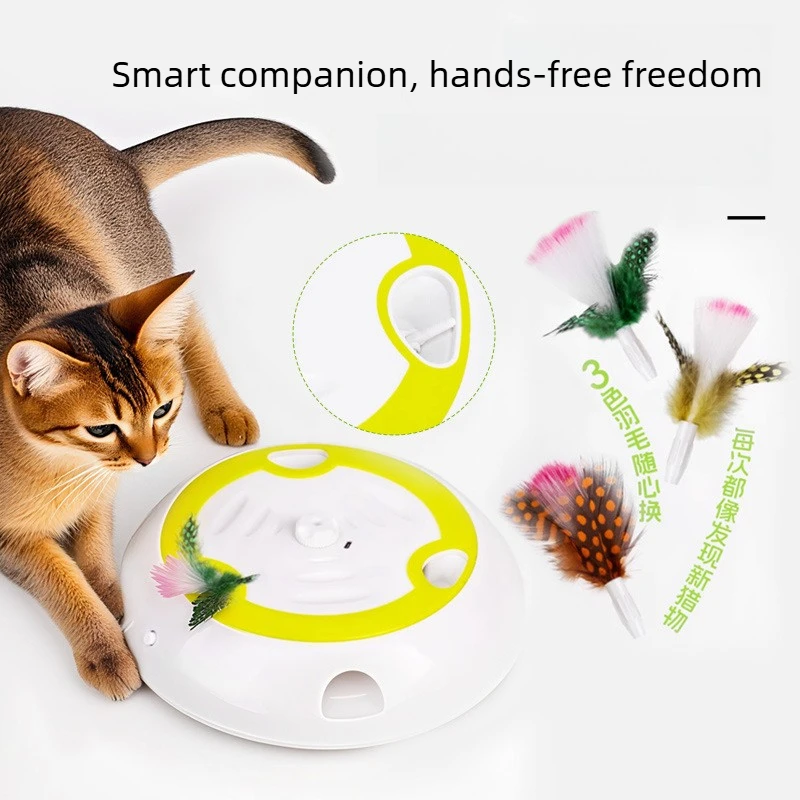 Electric Whack-a-Mole, Cordless Cat Toy, Speed-Adjustable Automatic Cat Toy, Fun Interactive Feather Cat Toy