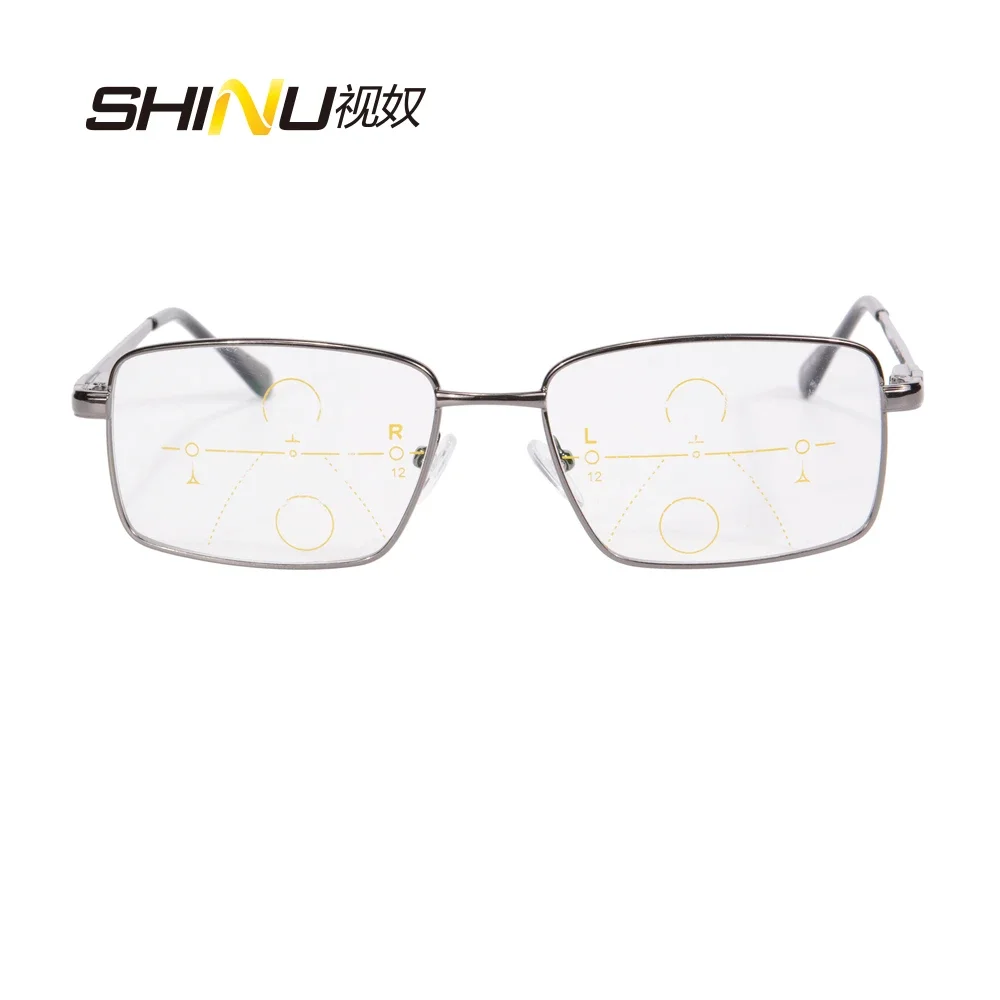 SHINU Progressive Multifocal Reading Glasses Full Metal Frame Presbyopia Eyeglasses Can See Near And Far Eyewear customized