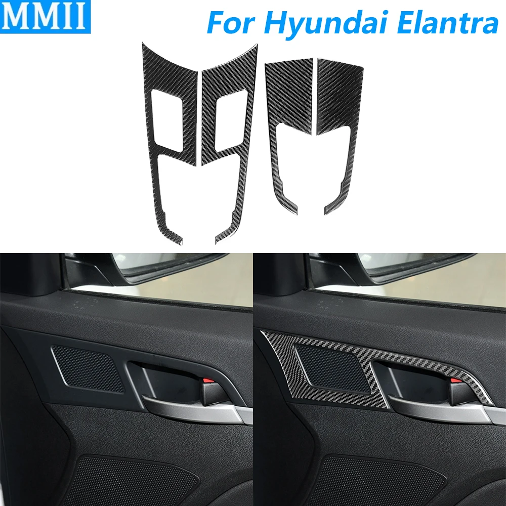 

For Hyundai Elantra PHEV 2017-2020 Carbon Fiber Door Handle Switch Speaker Horn Audio Surround Cover Car Accessories Sticker