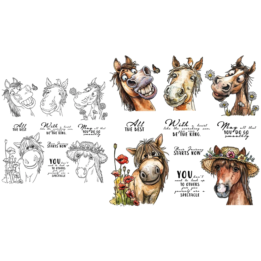 Mangocraft Funny Horse And Floral Clear Stamp DIY Scrapbooking Supplies Silicone Stamp For Card Making Albums Crafts Decor