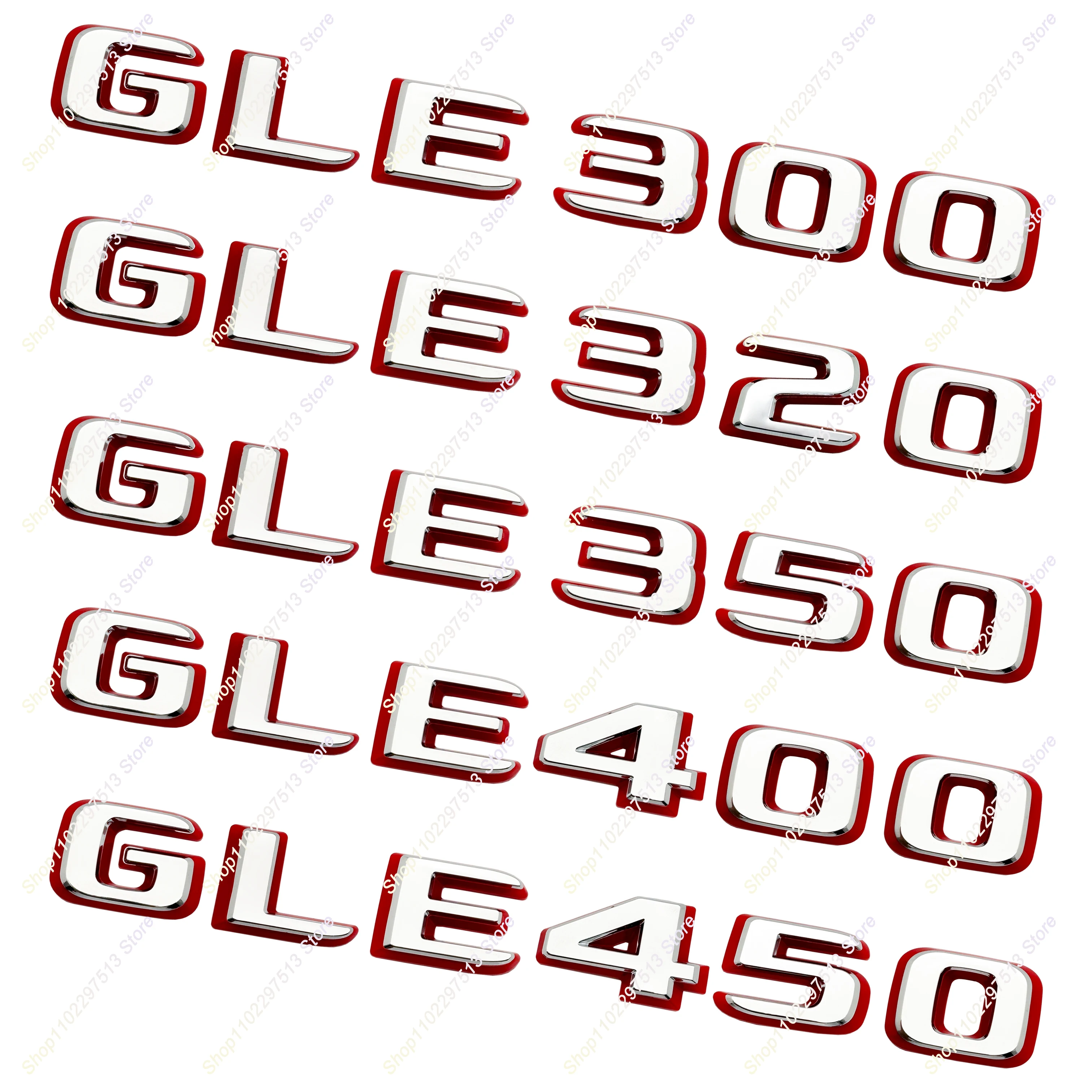 

GLE300 GLE320 GLE350 GLE400 GLE450 Chrome Red 3D Letters Emblem For W166 W167 Series Car Styling Trunk Nameplate Sticker