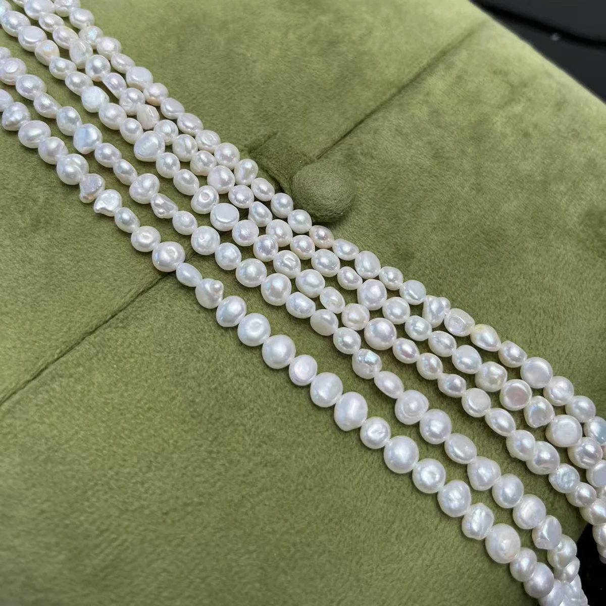 الباروك 5-6 مللي متر حبة لؤلؤ المياه العذبة الطبيعية قلادة صنع المجوهرات أساور يدوية القرط اكسسوارات النساء بالجملة