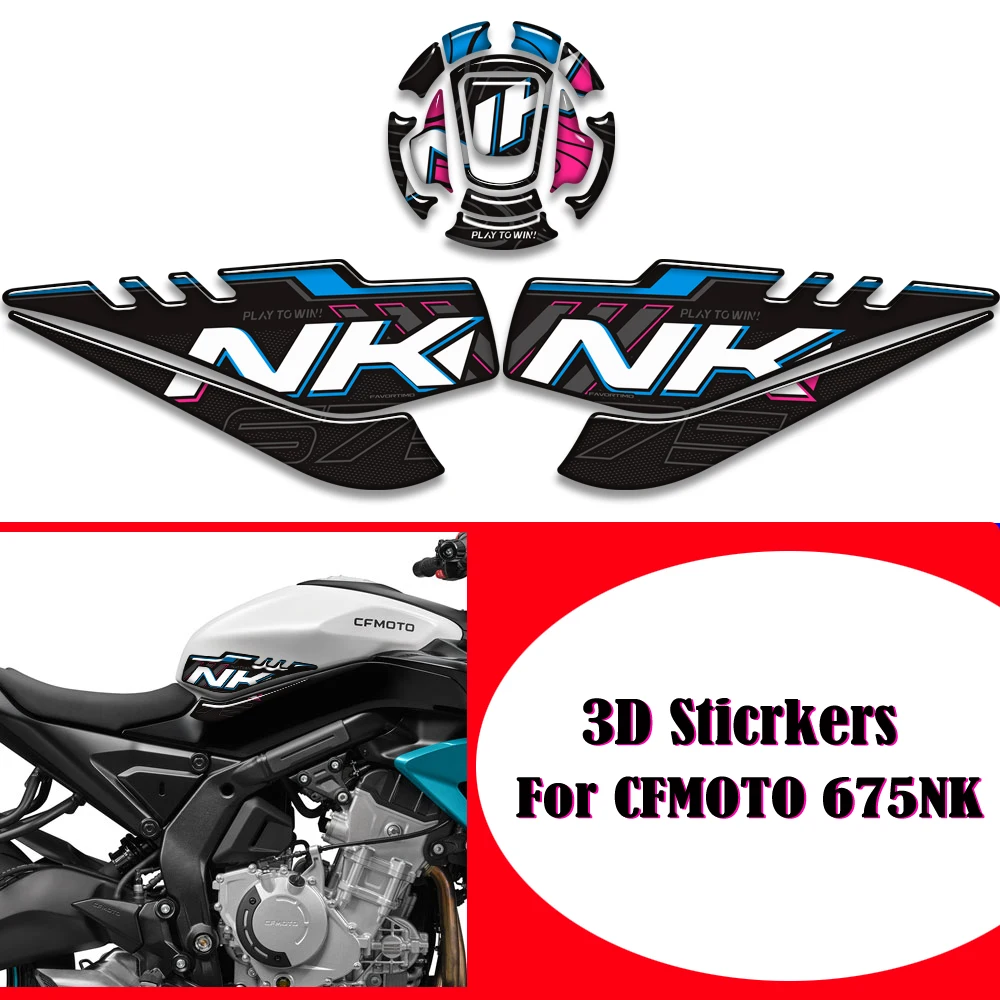 New Motorcycle Tank Pad Side Grips Gas Fuel Oil Knee Protector 3D Stickers Decals For CFMOTO 675NK 675 NK 2024 2025