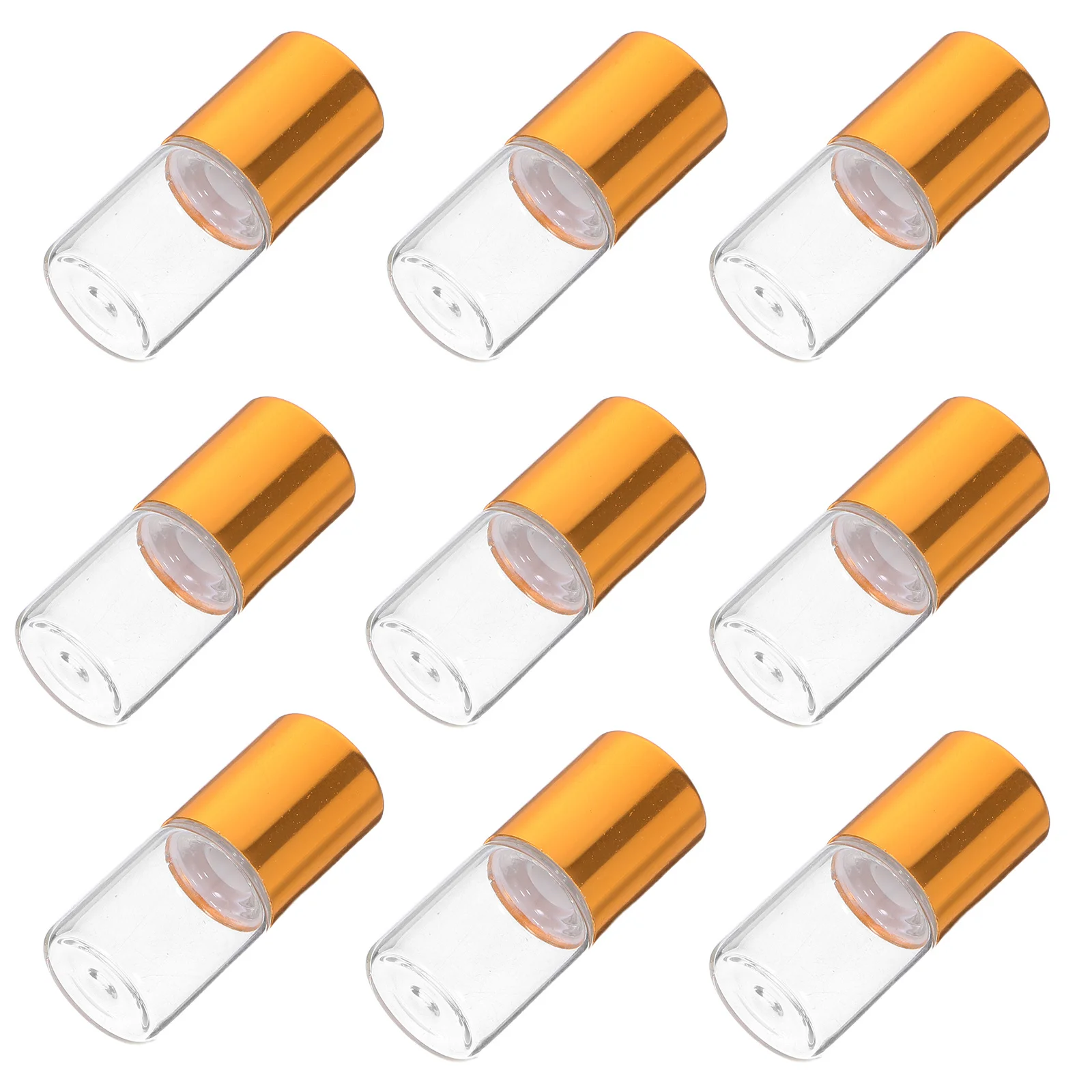 12 قطعة زجاجات دوارة من الزجاج الشفاف 2 مللي حاويات الزيوت العطرية حجم السفر قوارير عطر قابلة لإعادة الملء غطاء ذهبي أنيق الدقة #4