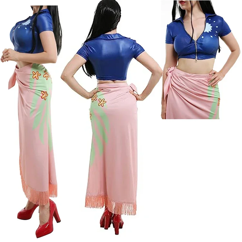 Nico Robin Cosplay Costume Top and Wrap Skirfor Women One Piece Anime Nico Robin Outfit Dress