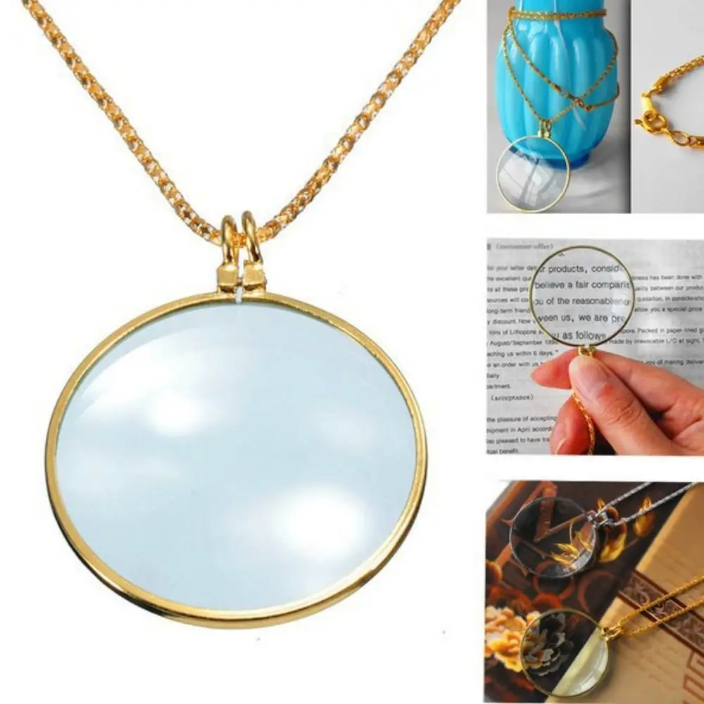 

Hanging Ornament Magnifier Pendant Sturdy 5x with Chain Necklace Magnifying Glass Convenient Jewelry Portable Monocle Elderly