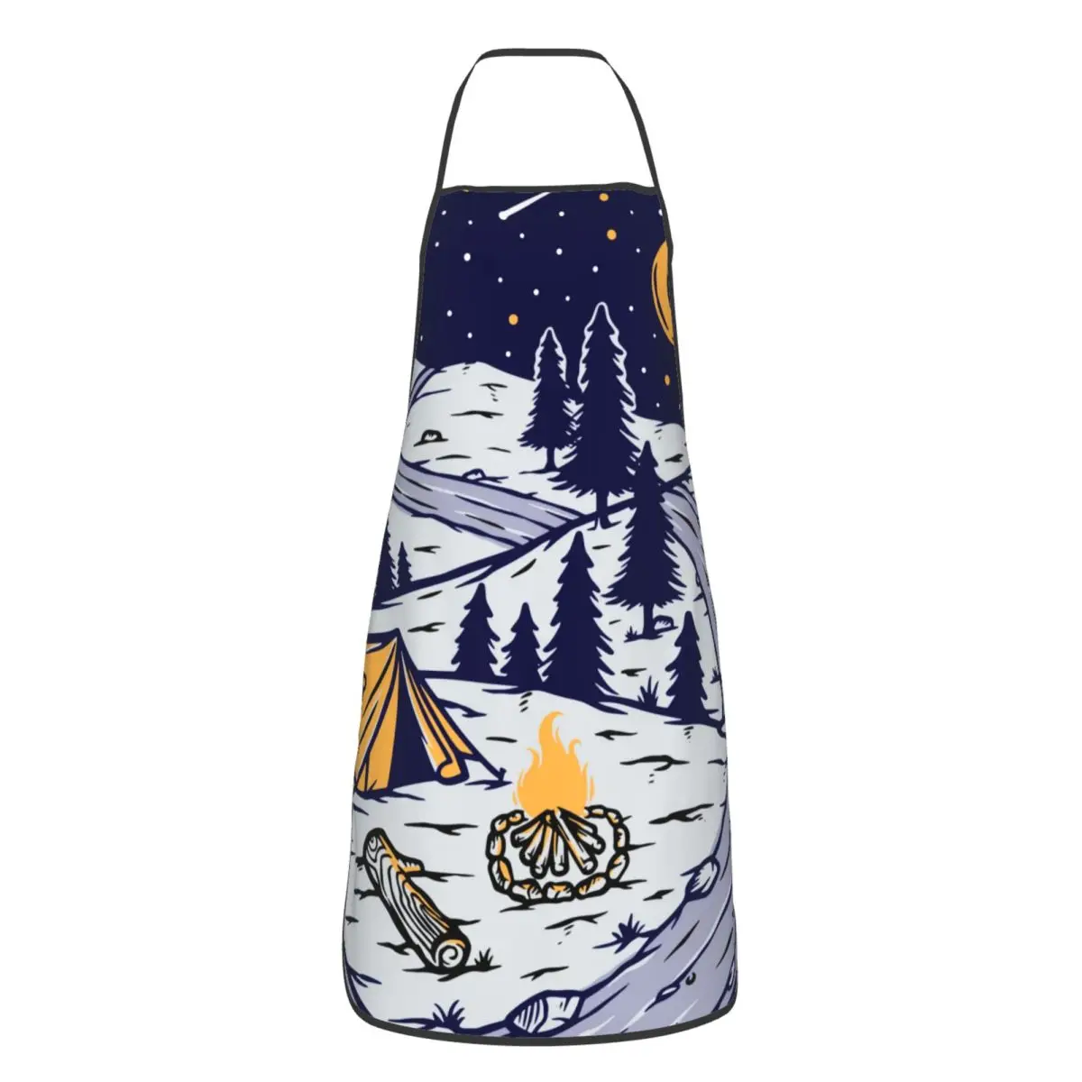 Custom Mountain Campers Adventure Camping Apron Women Men Unisex Bib Kitchen Cooking Tablier Cuisine Chef Baking