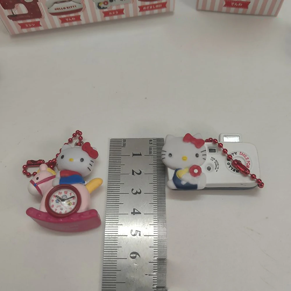 Olá kitty chaveiro sanrio 5cm figura anime boneca kawaii telefone câmera relógio máquina de costura presentes de natal para meninas crianças