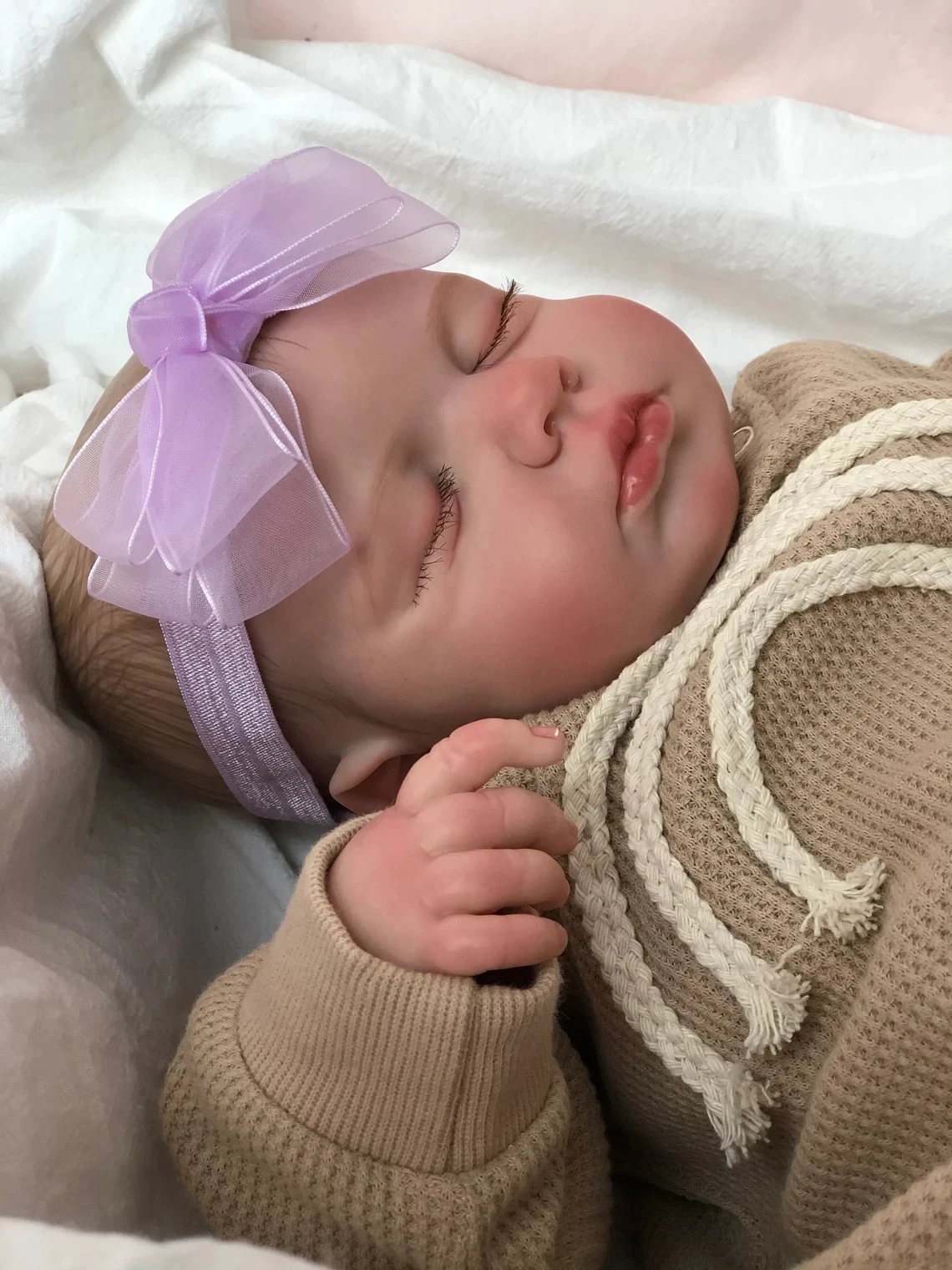 SANDIE 19 pollici bambola neonato fatta a mano realistica rinata addormentata Loulou morbido al tatto bambola coccolosa pelle dipinta vene visibili