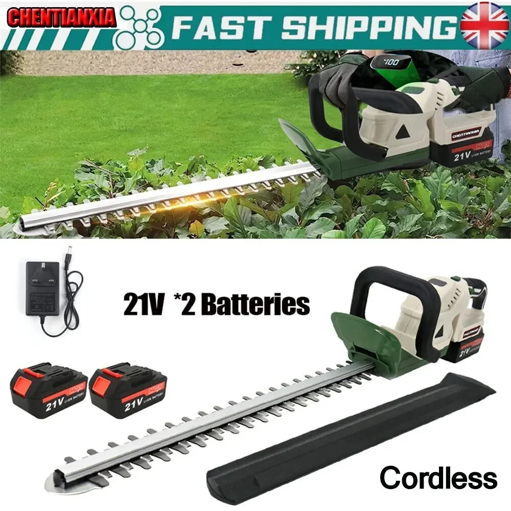 Brushless Cordless Hedge Trimmer Tree Branch Cutter Tool with 2 Battery & Charger, Lightweight for Garden, Lawn