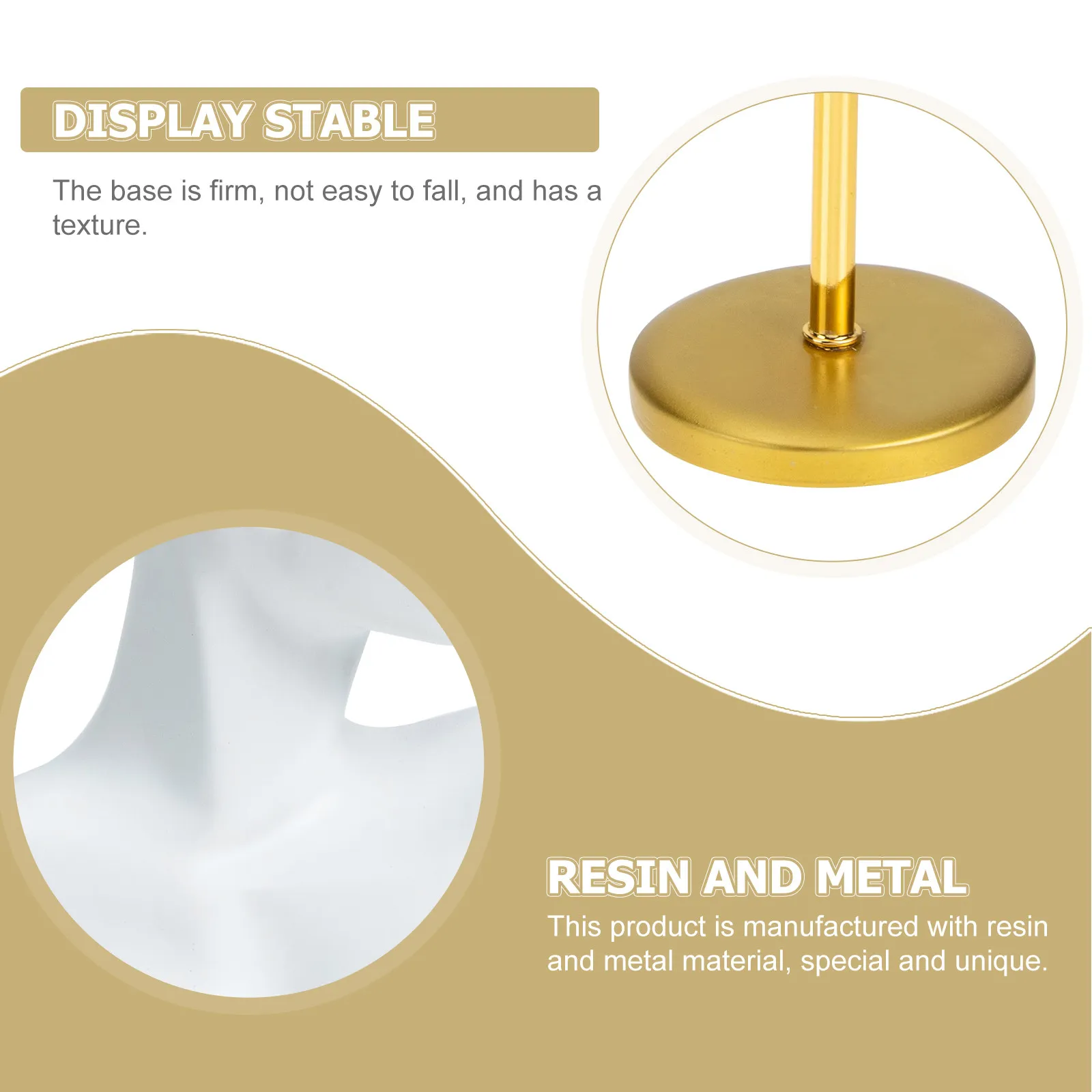 Metal Base Jewelry Display Stand Resin Material Compact Lightweight For Ring Earring Necklace Showcase Storage Rack Bust