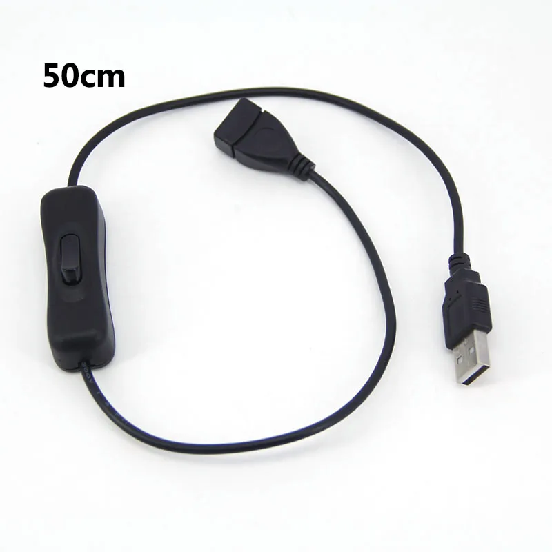 

Black USB 50cm 2.0 A Male to A Female extend power charging extension Cable 304 Switch button ON OFF cord 0.5m