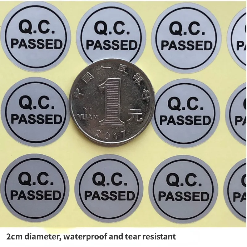 QCPASS-pegatinas adhesivas de calidad de fábrica, 100/120 piezas, inspección láser QC, impermeables y antifalsificaciones