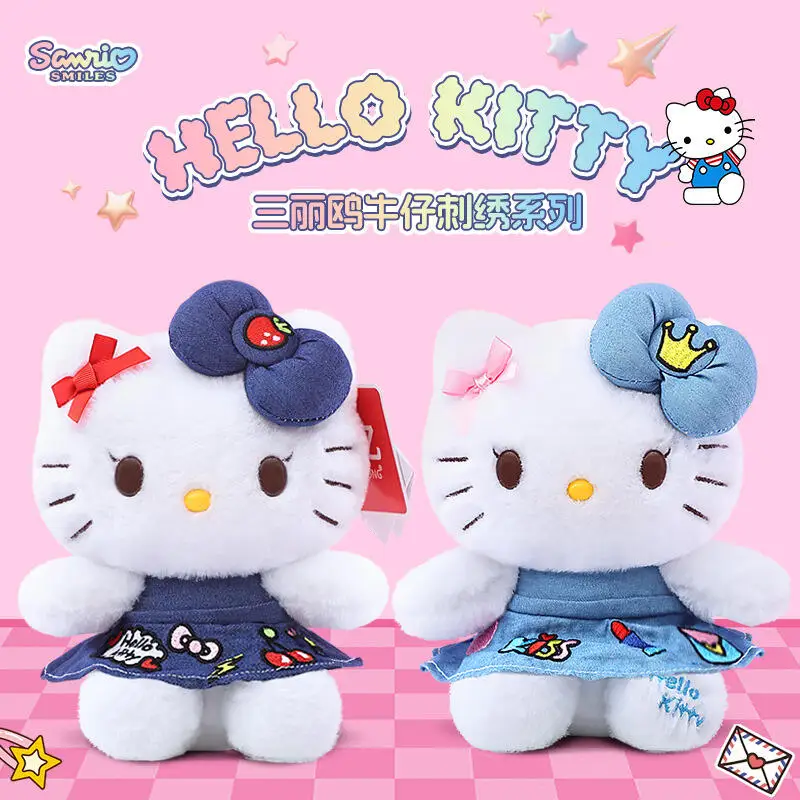 

Kawaii Hellokitty Plush Doll with Denim Skirt Cute Stuffed Toy Romantic Gift for Girlfriend On Qixi Valentine's Day Gift