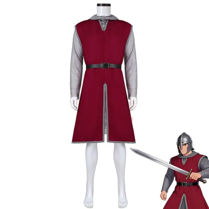 Fantasia Mittelalterlicher Tempelritter Cosplay Künstliche Kettenrüstung Herrenkostüm Männliche Halloween-Karnevalspartykleidung