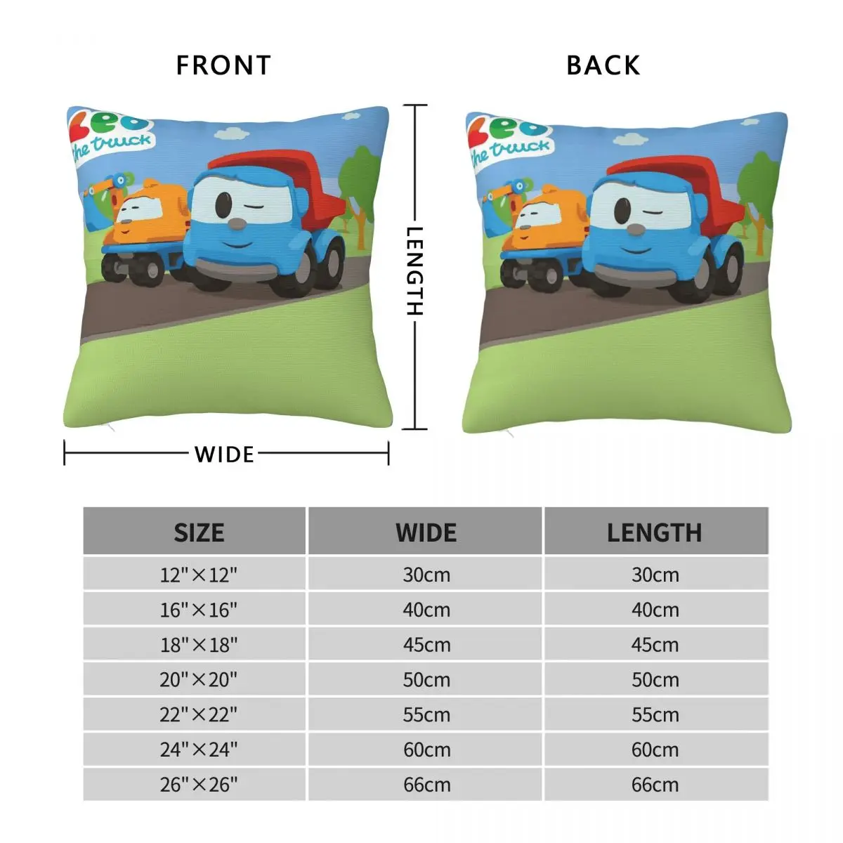 Leo The Truck Lifty Square Pillowcase Polyester Linen Velvet Pattern Zip Decorative Home Cushion Cover 18