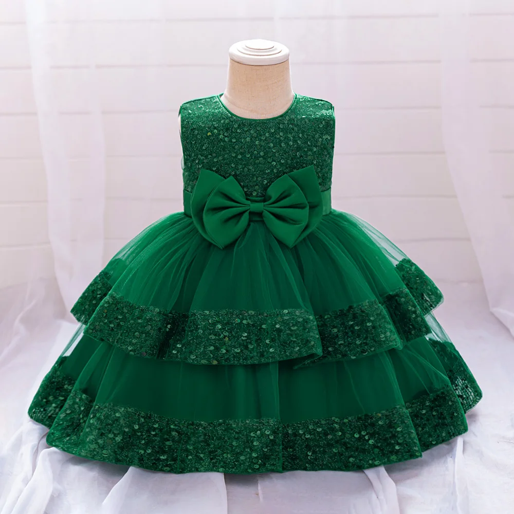 Baby Girl Layered Dress New Party Dresses Girls 1st Birthday Princess Formal Ball Gown Toddler Fashion Evening Sequin Costumes