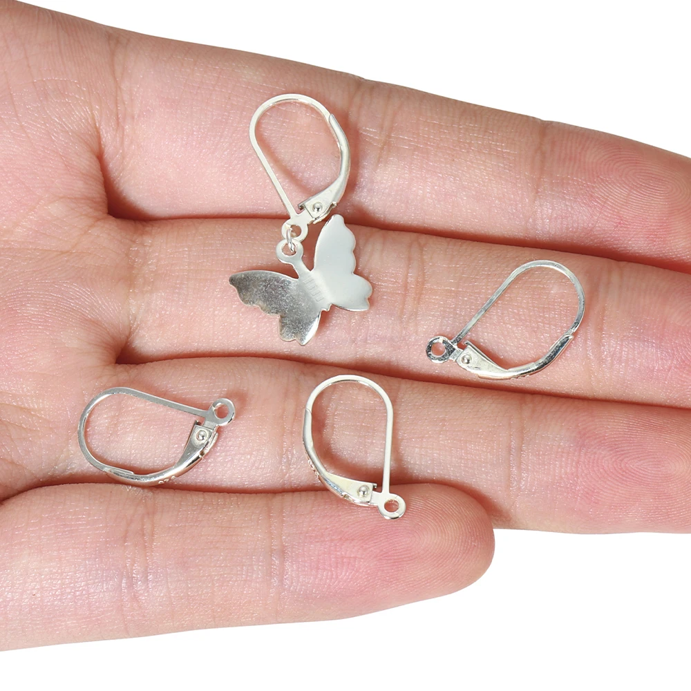 Pendientes de plata de ley 925 con gancho para la oreja, accesorios de Base para joyería DIY, 4 piezas