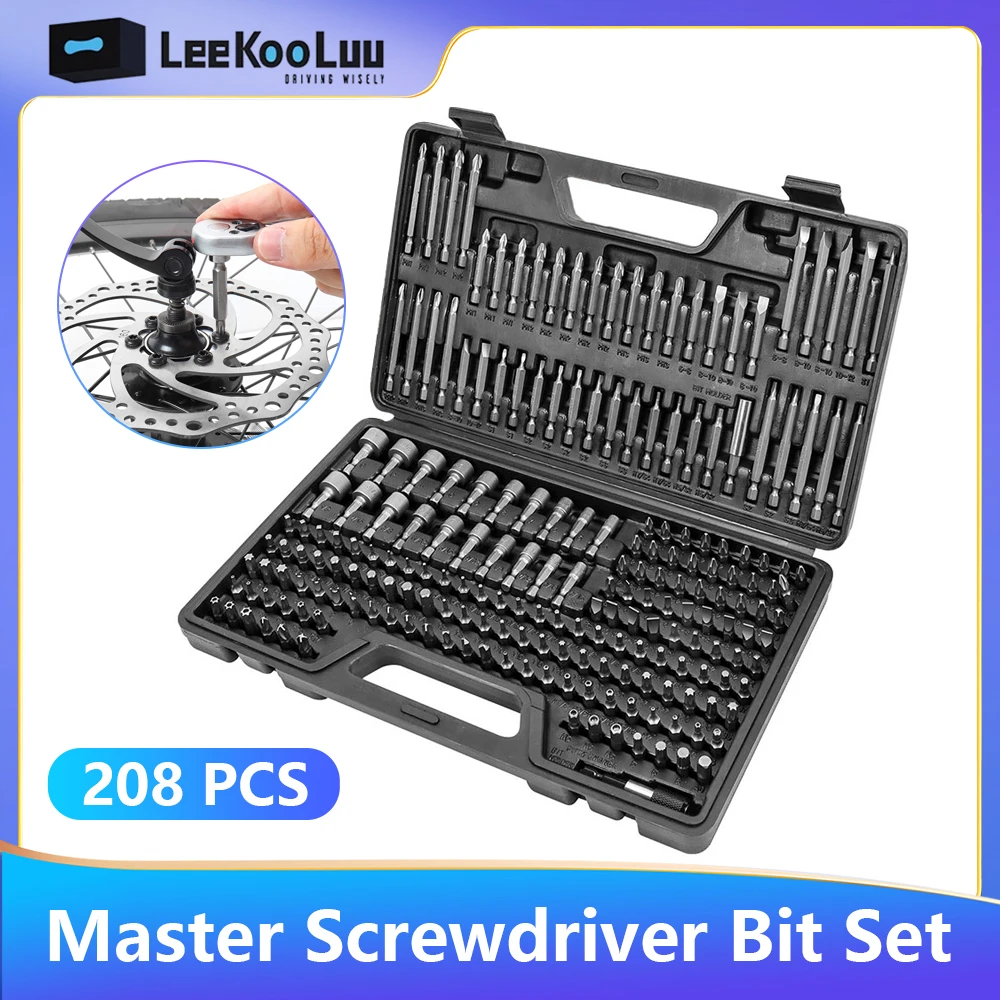 Leekooluu-Jeu d'embouts de tournevis principaux, embouts de tournevis à tige hexagonale 208 ", jeu d'embouts de sécurité pour écrou, 1/4 pièces