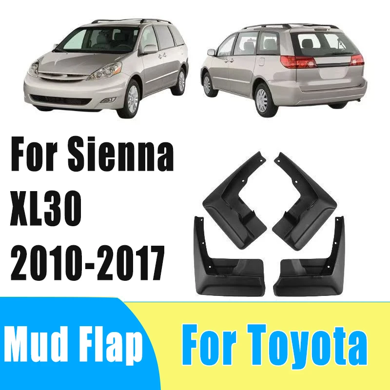 

4pcs Auto Mudguard Waterproof Prevent Mud Splashing Car Mud Flap Fender Trim Accessories For Toyota Sienna XL30 2010-2017 2016