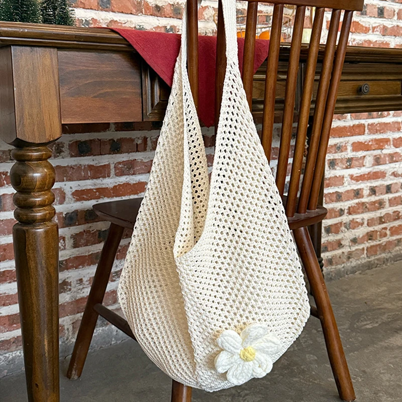 Trendy Hollow Out Weave Straw Bag Bohemian Style Beach Handbag Hollow Tote Bag Large Capacity Lazy Style Beach Bag Shopping
