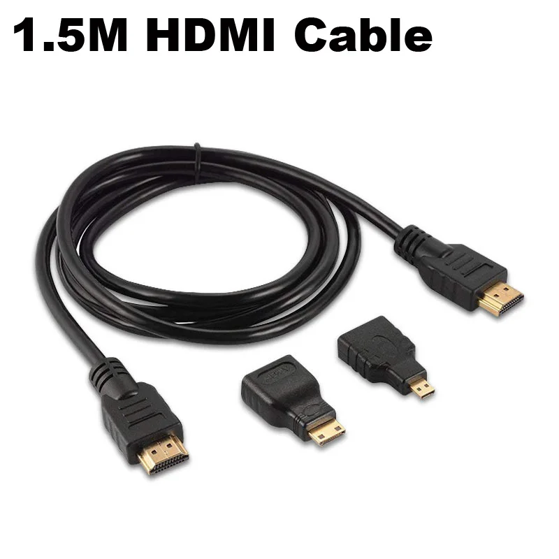 Cable de vídeo Compatible con HDMI, 1,5 m, chapado en oro, 1,4 4K, 1080P, 3D + MICRO MINI HDMI a HDMI hembra para divisor de HDTV