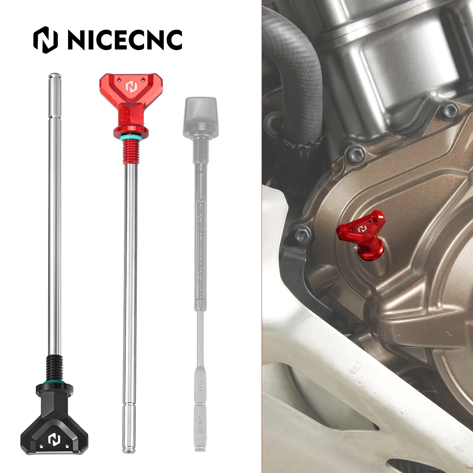 NICECNC Aluminum Motorcycle Oil Dipstick for Honda CRF1100L Africa Twin DCT CRF1100 L AT 2020 2021 2022 2023 2024 2026