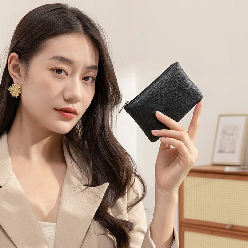 New PU Leather Coin Purse Fashion Retro Small Money Bags Solid Color Mini Zipper Card Wallet Multifunctional Coin Purses Wallets