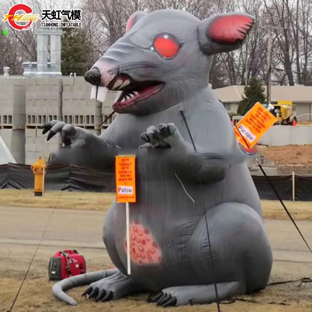 

10ft Tall Giant Inflatable Rat Boss Cartoon Blow Up Inflatable Mouse Replica for Advertising Decoration with Blower