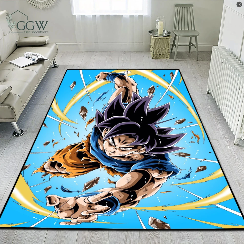 Karpetten Anime Dragon Ball Zwart Goku Vegeta Super Cool Super Blue Gogeta Pas tapijt aan Handgemaakt bedrukt tapijt voor kamerdecoratie