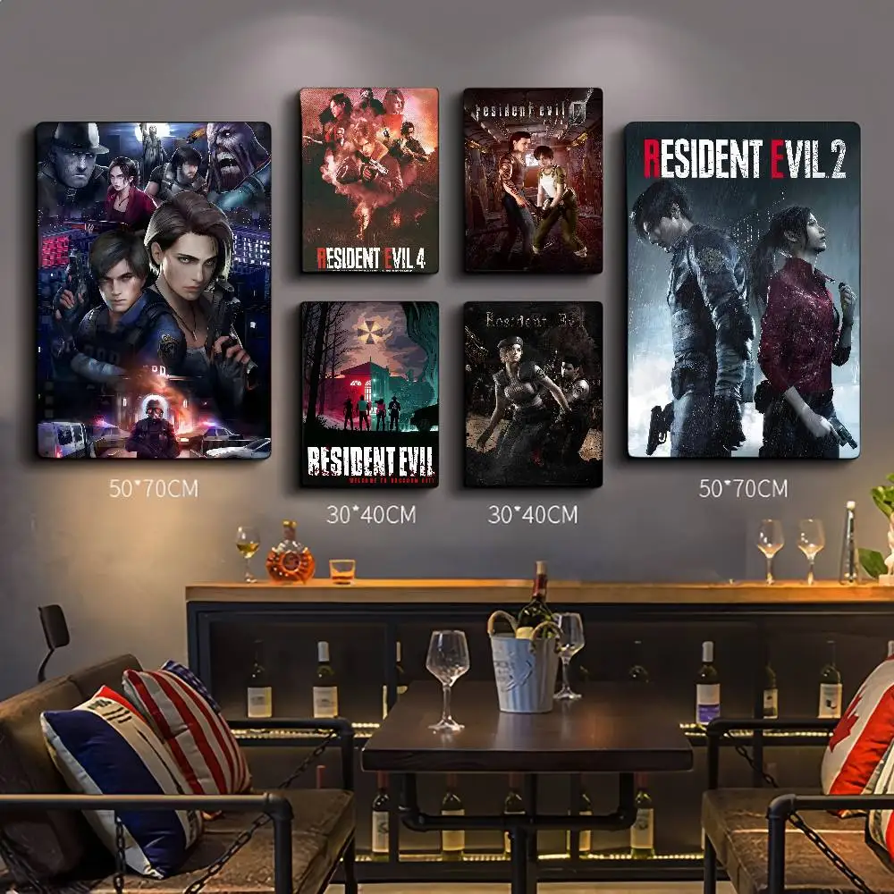 Resident-Evil Game Movie Sticky Posters Vintage Room Home Bar Cafe Decor Room Wall Decor