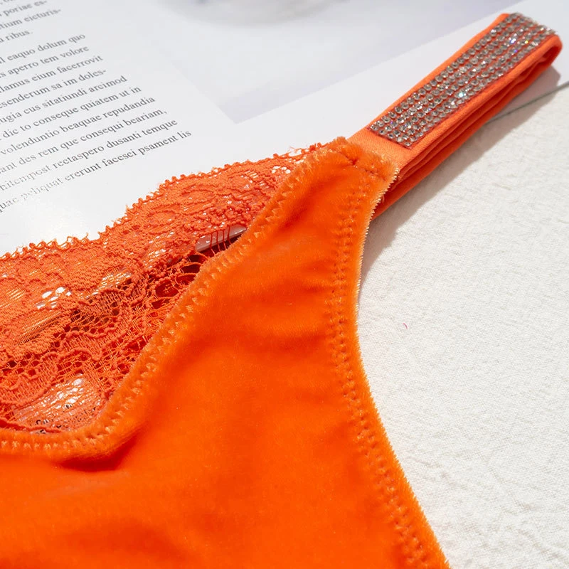 Culotte femme chaude Victoria strass Lingerie velours dentelle femme sous-vêtements taille basse tongs Secret T dos Tanga sous-vêtements