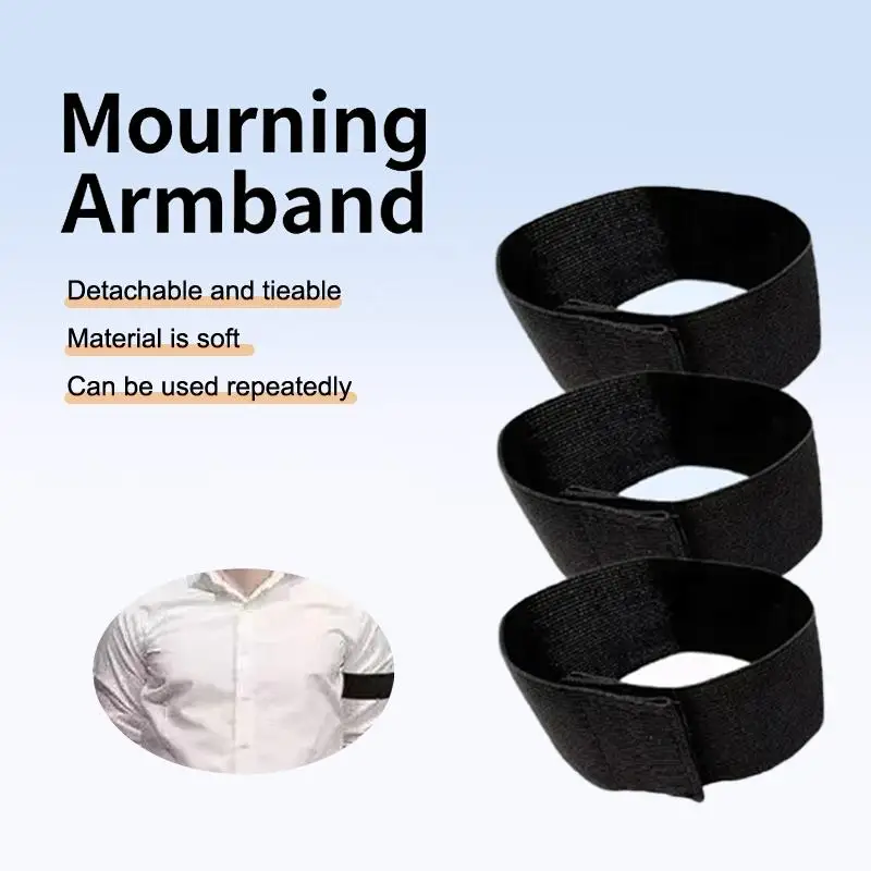 Mourning Armband with Lightweight Velcro Closure Universal Size Black for Funeral Remembrance Activities
