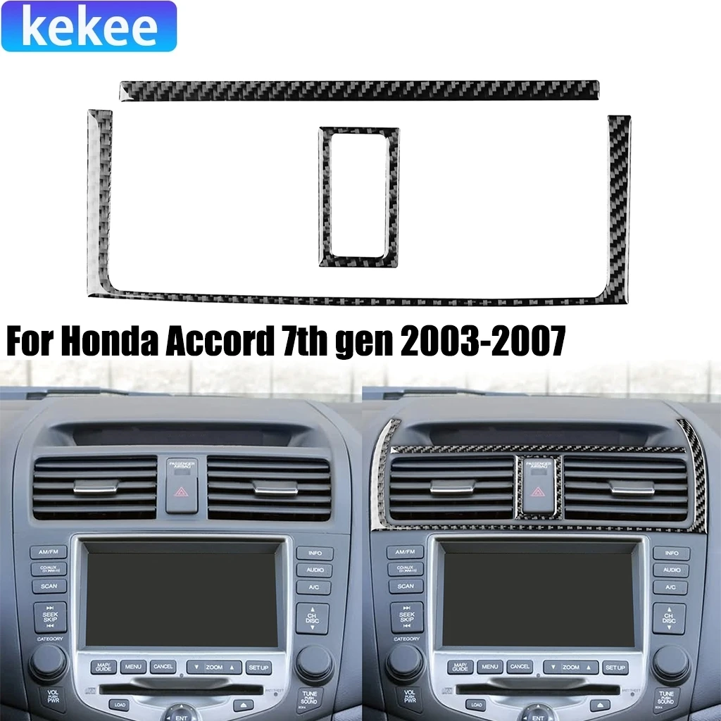 

For Honda Accord 7th Gen 2003-2007 Carbon Fiber Dashboard Center Console Air Outlet Vent Interior Car Accessories Cover Stickers