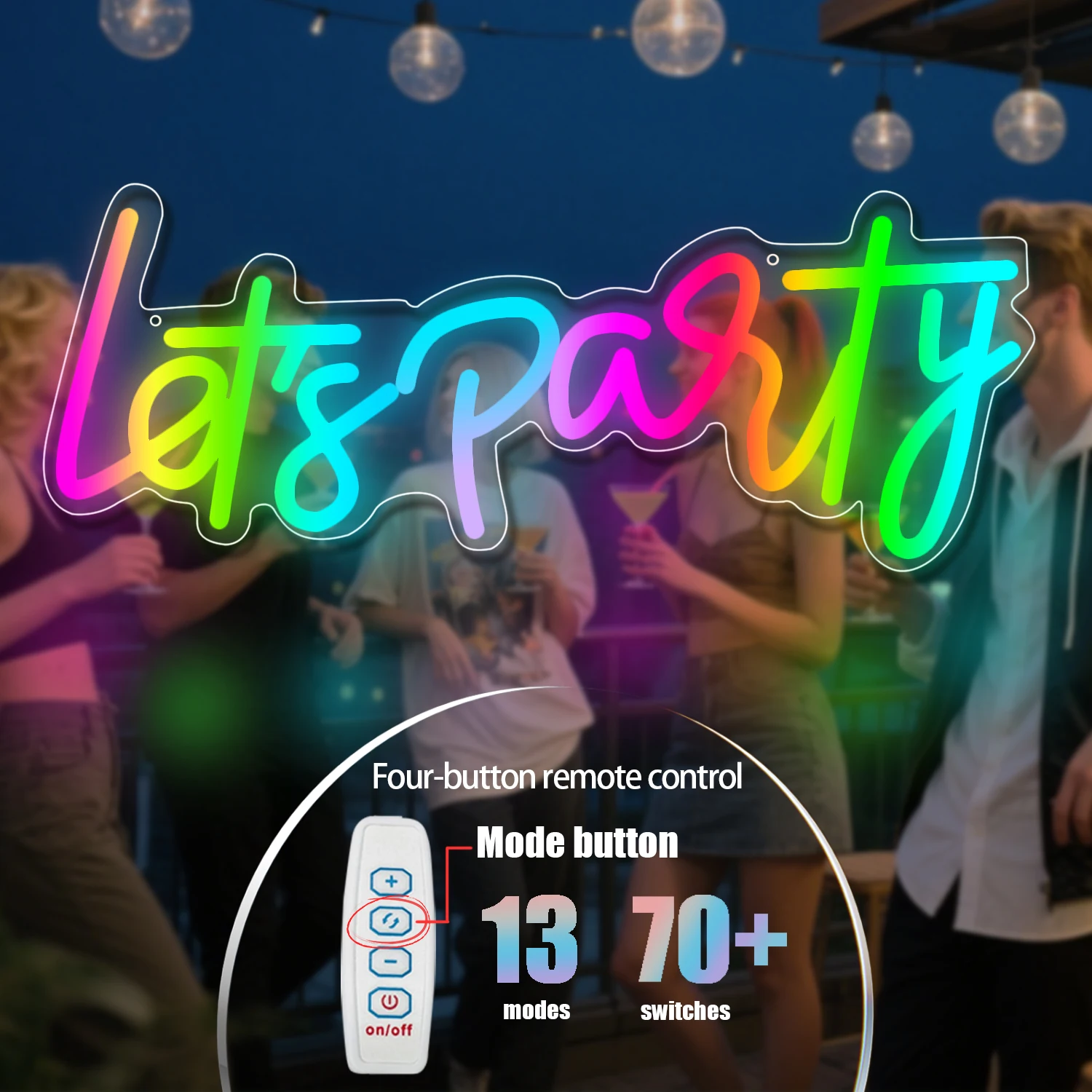 

1, красочная неоновая вывеска Let's Party, регулируемая в цвете и скорости, используемая для вечеринок, спален, гостиных, баров, танцевальных зала.