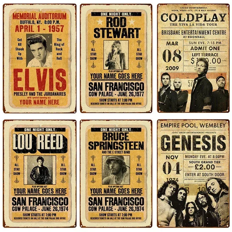 Vintage Class Music Rock Roll Metal Poster Tin Sign Johnny Cash Metal Plaque Signs Retro Pub Bar Club Man Cave Home Decor Plates