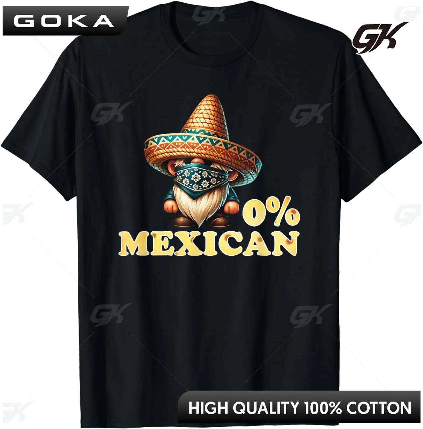 Mexican T-shirt 0% Mexican Cinco De Mayo Fiesta Sombrero & Mustache Percent Mens Cotton T-Shirt  Anime Tshirt Camisetas