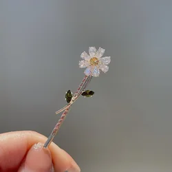 Korean Version Exquisite Small Daisy Hairpin Hair Side Bangs Zircon Hairpin Luxury Crystal Hairgrips Headwear Jewelry For Women
