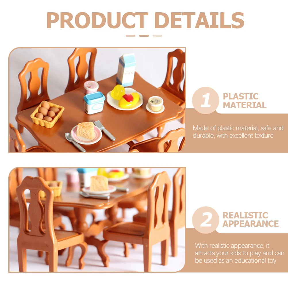 Table et chaises de salle à manger pour enfants, jouets pour enfants, maison de courses, meubles de salon, mini, PP, 5 pièces