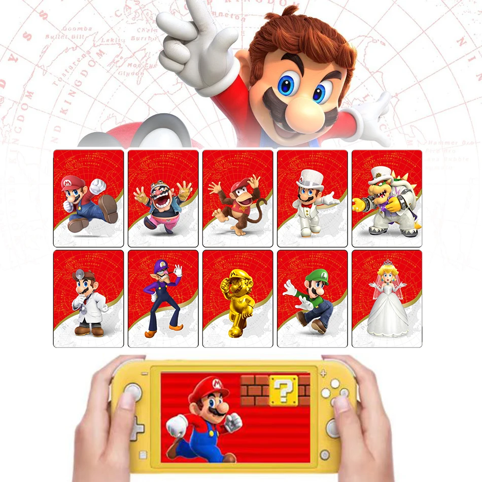 10 Super Mario Odyssey Amiibos Cards For Super Mario Odyssey Mario Bowser PrincessPeachLatest Edition Costume Decoration