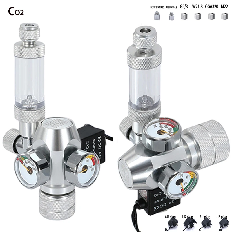AC100-240V Aquarium CO2 Regulator Electromagnetic Valve Bubble Counter CO2 Control System Fish Tank CO2 Pressure Reducing Valve